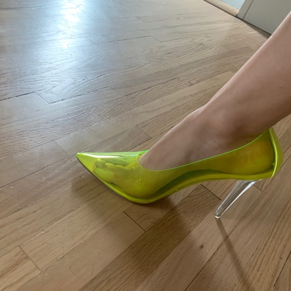 lime green and clear heels